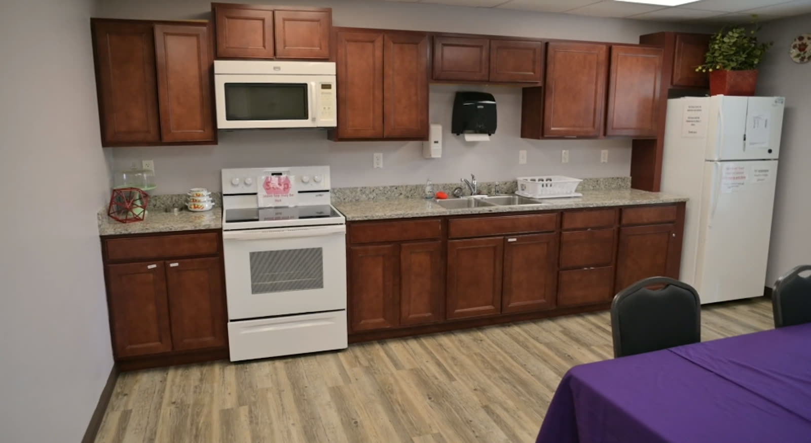 A communal kitchenette